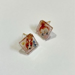 ペット【キミのピアス・イヤリング】小サイズ　手描き　似顔絵　名入れ無料　チタン　樹脂　14kgf サージカルステンレス