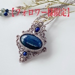 【フォロワー様限定】大粒カイヤナイト×ラピスラズリのシンプルなマクラメネックレス
