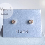 金属アレルギー対応！つけっぱなしOK！4mmタイプ ベゼルピアス／イヤリング サージカルステンレス