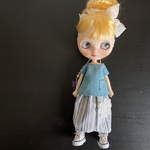 サルエルパンツ　グレーストライプ　ブライスサイズ