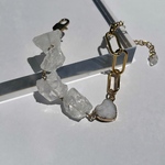 quartz bracelet［GKB028 ］/ 夏ブレスレット　天然　クォーツ　天然石　夏　ハート　ドゥルージー　大ぶり　クオーツ