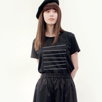★大人のPOPなTシャツ★ボーダー★ 黒×グレー ●POMPON-BORDER-NIGHT×CLOUD●