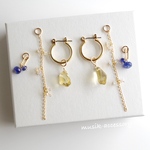 再販☆14kgf *ビアクォーツ×ブルーサファイア×プレシャスオパール【ピアス・イヤリング用チャームセット　天然石】（金具はオプションです）