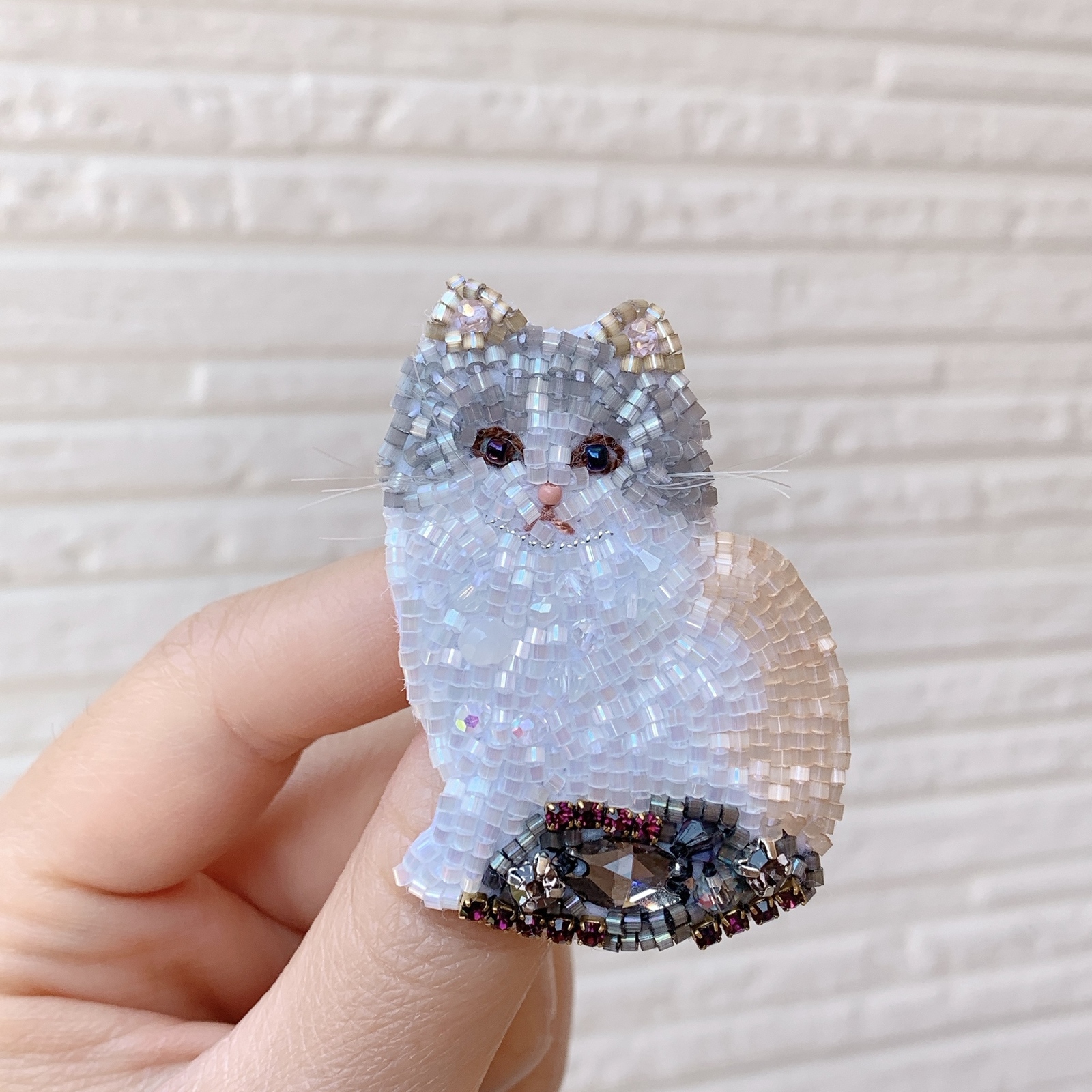 ハンドメイド刺繍チャーム　ラグドール 🐈🐈‍⬛ ラグドールさん🐱 キーホルダーでオーダーいただきまし