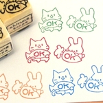ねことうさぎ OKセット・ゴム版はんこ