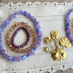 SALE【3連セット】JIRI＊IVANA#czech beads#チェコビーズ　flower8㍉　blue mix bicone6㎜ luster peach tiny rondel5✖️3㍉