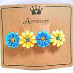 スワロフスキーflowerバレッタ♡*blue＆yellow