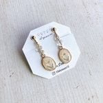 beige flower ＆ white earring/ドライフラワー  レジン