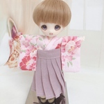 ピンク花和柄袴風セットアップ【ねんどろいど/オビツ11】