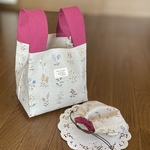 ＊エコバッグと巾着のセット＊ 布エコバッグ　小さめ＊【マチ15㎝】　しじみ巾着ミニサイズ   刺繍花柄 ボタニカル柄