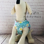 犬猫ハーネス ２点止め　デイジー🌼チェリー🍒ミントチェック　ハートバックル