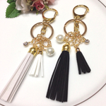 【人気！再販しました！！】パールビジュー　タッセル　キーホルダー