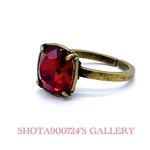 ［再販3] アンティークゴールド　スワロフスキー　スクエアリング✨　Swarovski  シャム　真紅　#4470 #minne_new  フリーサイズ
