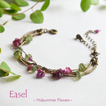 Mid-Summer Flowers/18【天然石とコードの多連ブレスレット】