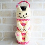 猫なドリンクボトル・ペットボトルカバー（内径6.5cm）【白猫・ロリポップキャンディ・オレンジマーブル】