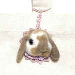 羊毛フェルト うさぎ バックチャーム  横顔
