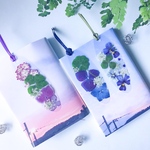 夕空ブックカバーとビオラ押し花しおりセット×3種類