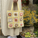 ちょっとそこまで♪ クロシェ編みトートバッグ　『ライトイエロー』