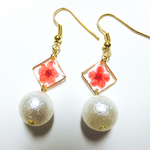 フラワー × パール シンプル ピアス イヤリング