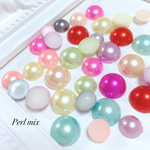 130個♡大きめカラフル半円パールmix