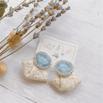 💐NEW💐【一点もの】clear blue インド刺繍ピアス2◆