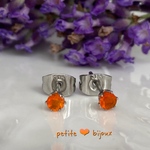 ファイヤーオパール 3mm サージカルステンレス製 ピアス シルバーカラー