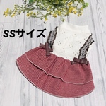 SALE❣️完成品　犬服『SSサイズ　ホワイト×赤チェックワンピース』