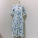 リバティ≪イルマ≫袖口リボン風ローウエストワンピース 　M～Lサイズ