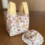 ＊エコバッグと巾着のセット＊ 布エコバッグ　小さめ＊【マチ15㎝】　しじみ巾着ミニサイズ   ボタニカル 