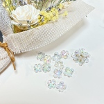 【30pcs】オーロラクリア　小ぶり　 4弁フラワー　フラワービーズ アクリルフラワー　アクセサリーパーツ ハンドメイド　DIY　AB088
