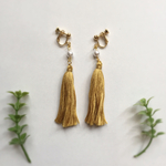 《再再再再販》 春色＊タッセル×パールのイヤリング＊＊yellow