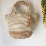 【再販&送料無料】タッセル付き麻紐かごbag ベージュ