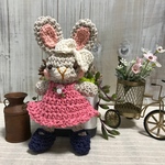ウサギのあみぐるみ（リボン）★ナチュラルテイスト　手編み　編み物　ラビット