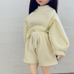 リカちゃんサイズ・服＊スウェットセットアップ　クリームイエロー
