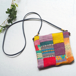 カラフルサコッシュ（刺し子/カンタキルト/ラリーキルト/古布/インド布/パッチワーク/パッチワークキルト）