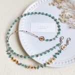 2way ターコイズ色ビーズのネックレスになるマスクストラップ マスクチェーン（ターコイズmix）