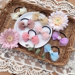 《2点set》T. お花付き♡オーガンジー リボン キッズリボン キッズヘアゴム