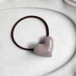 ぷっくりハート　ヘアゴム　ヘアアクセサリー　ボルドー　ピンクグレージュ　パープルグレー　バレッタ　シュシュ　ハートアクセ　赤　レッド　紫　