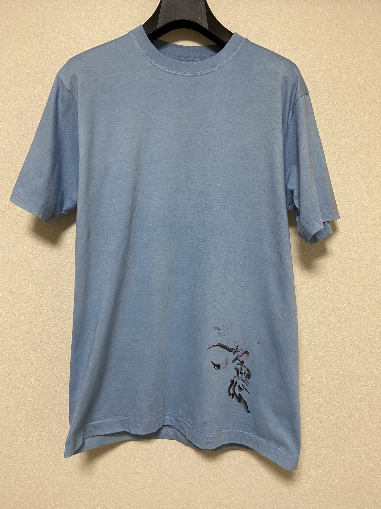 天然藍染　国産Tシャツ 手描き