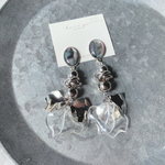 ꫛꫀꪝ✧‧˚シェル風カボション×シルバー クリアペタル/ピアス orイヤリング 
