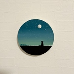 アクリル画　空　猫　風景