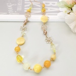 [再]＊イエローとお花のロングネックレス