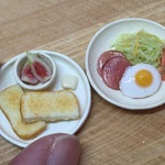 バタートーストイチジク付とハムエッグのセット  ミニチュア