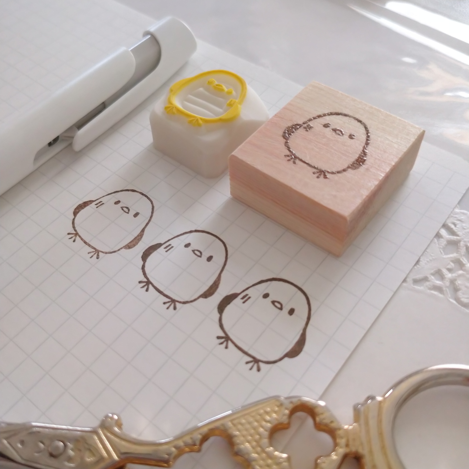 シマエナガ ちゃん 小鳥 デザイン 消しゴムはんこ - ひなすたん