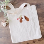 羊毛刺繍の『いちご』×『キャバリア』ミニエコバッグ - キャバリア(ブラウン)×いちご -