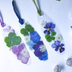 夕空ブックカバーと紫陽花押し花しおりセット×3種類