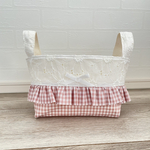 新作✨　🎀布バスケット　🍒ファブリックバスケット　🧸フリルバスケット　おもちゃ箱　ギンガムチェック　リバティ