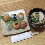 手まり寿司とお蕎麦のセット ミニチュア