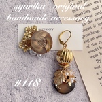 【#118】ヴィンテージボタン アシンメトリーピアス/イヤリングハンドメイド