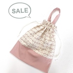 送料無料☆体操服袋 お着替え入れ 巾着袋 35×30お花柄ピンク